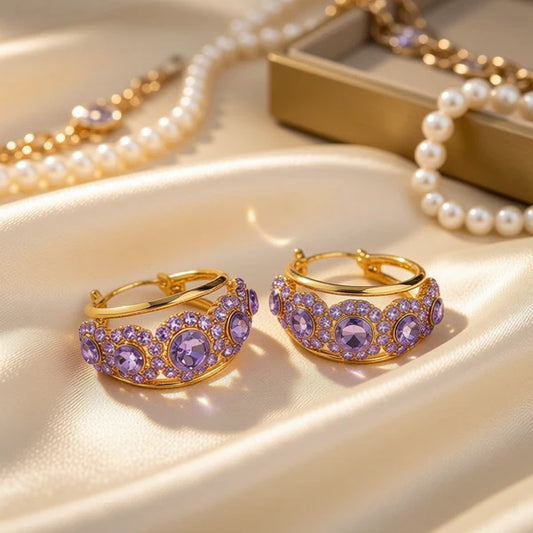 Diamond zircon earrings(gold plated)